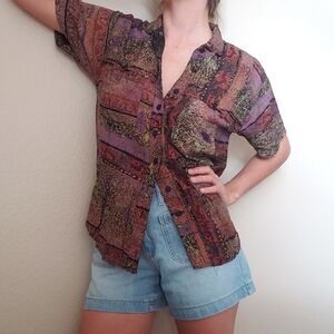 ZUSHI 100% Rayon Made in India Medium Vintage 80s/90s Pattern Shirt